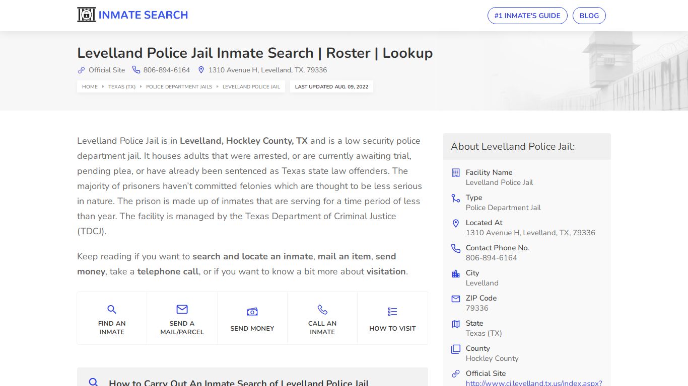 Levelland Police Jail Inmate Search | Roster | Lookup